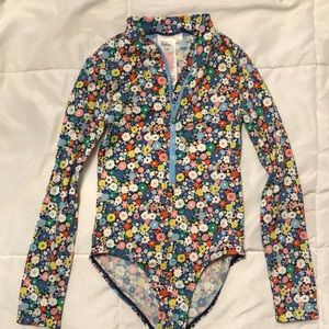 Boden Multi Flowerpatch Rashguard one-piece Swimsuit size 6/7